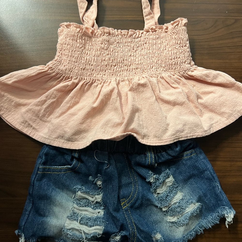 Tank top peplum shirt and shorts set